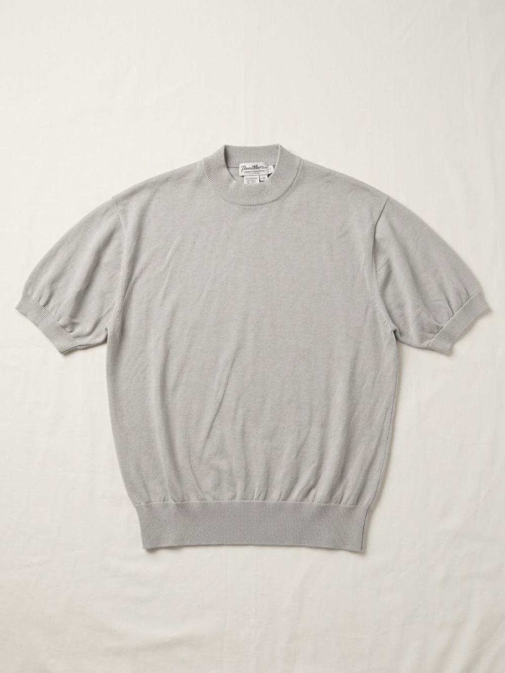 Norm Thompson Light Gray Crewneck Short-Sleeve Sweater